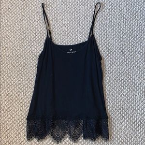 Black tank top with lace at bottom